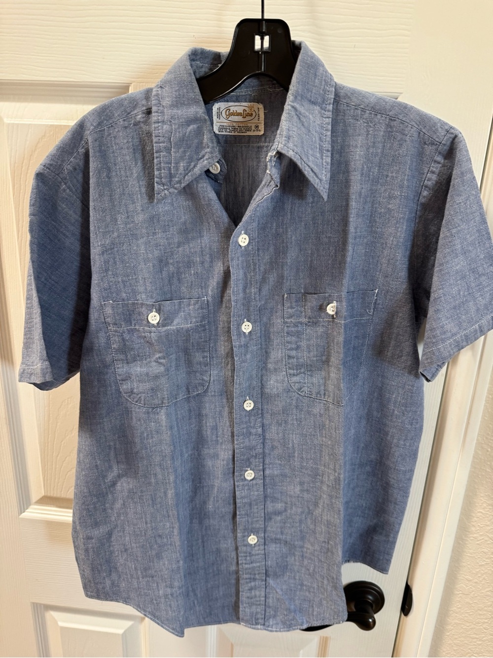 Golden Line Short -Sleeve Chambray work Shirt - Blue